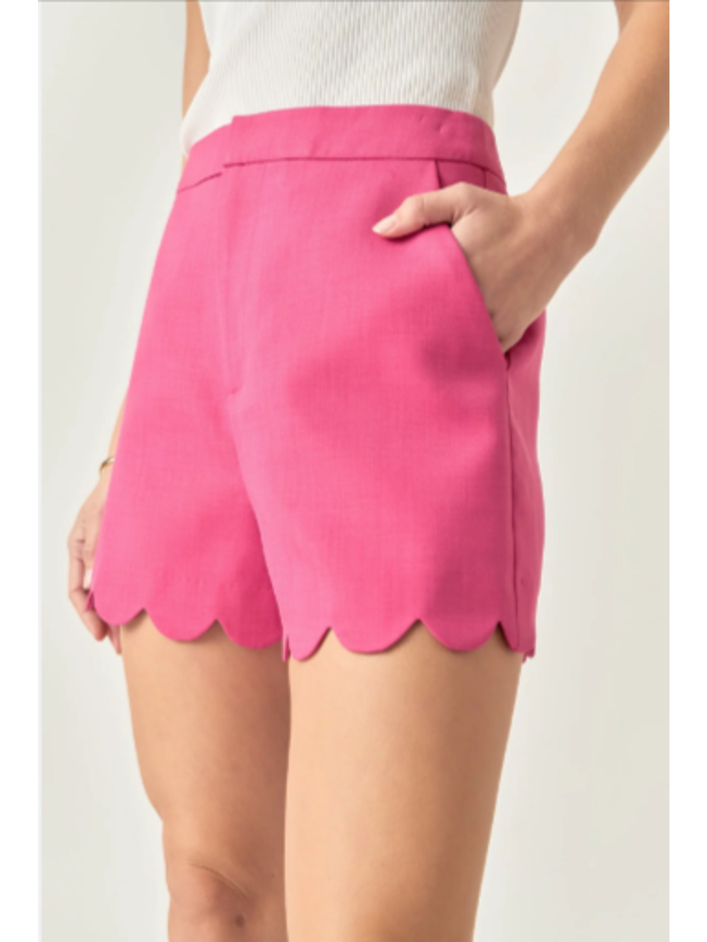 Free People Women's Beach Scalloped Hem Shorts - Raspberry Pink Size M 6-10